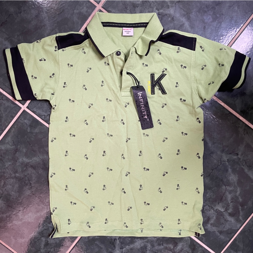 Infinity Green Bicycle Collar Shirt Boy’s Size 8/9 Soft